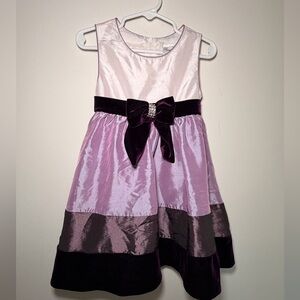 Rare Editions Pink and Purple Dress with Velvet Bow
